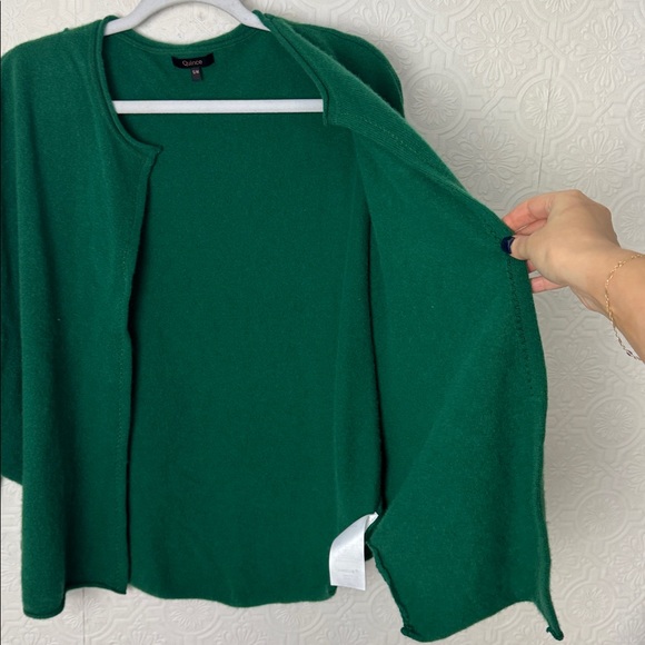Quince 100% Cashmere Emerald Green Open Cardigan Wrap Dolman Sleeves Sweater - Picture 3 of 7